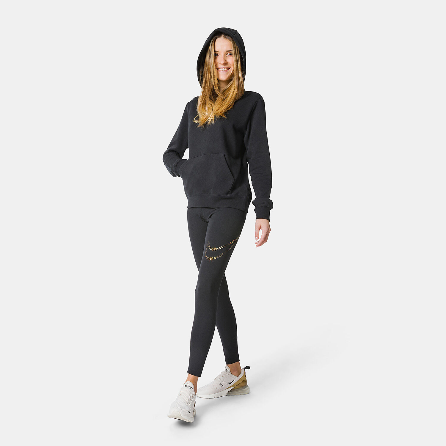 Leggings Nike Shine High Rise neri e oro AW LAB