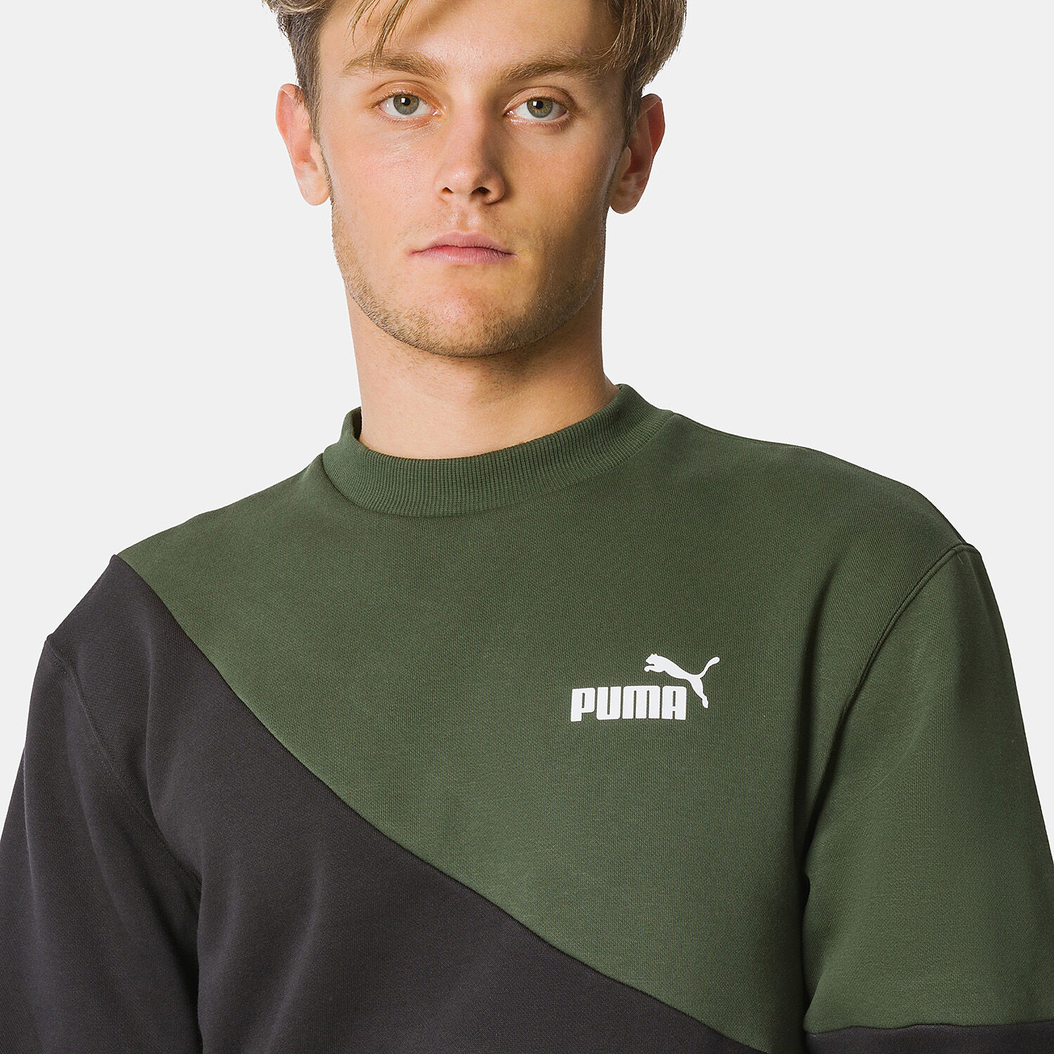 Felpa Puma Power Cat verde e nera AW LAB