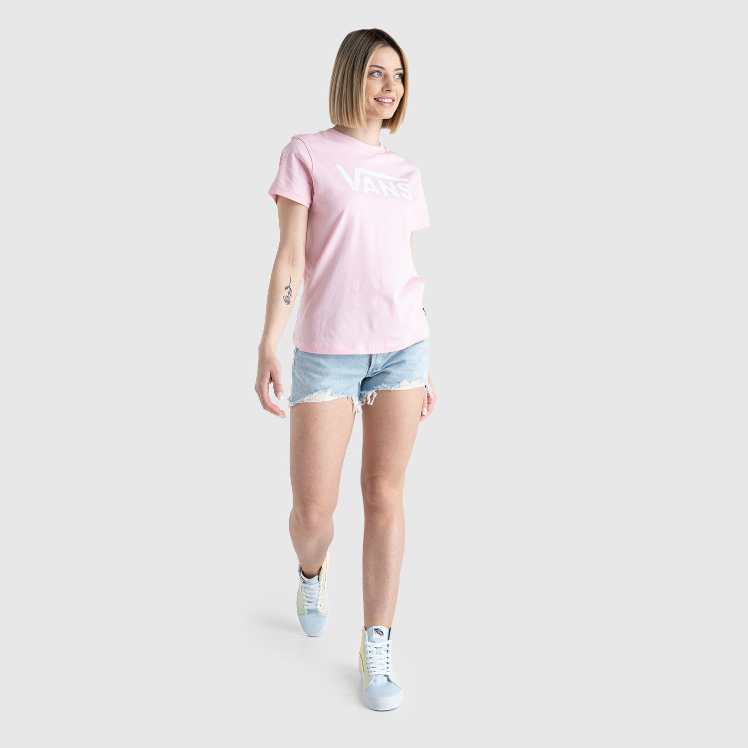 T shirt Vans Flying V rosa e bianca AW LAB