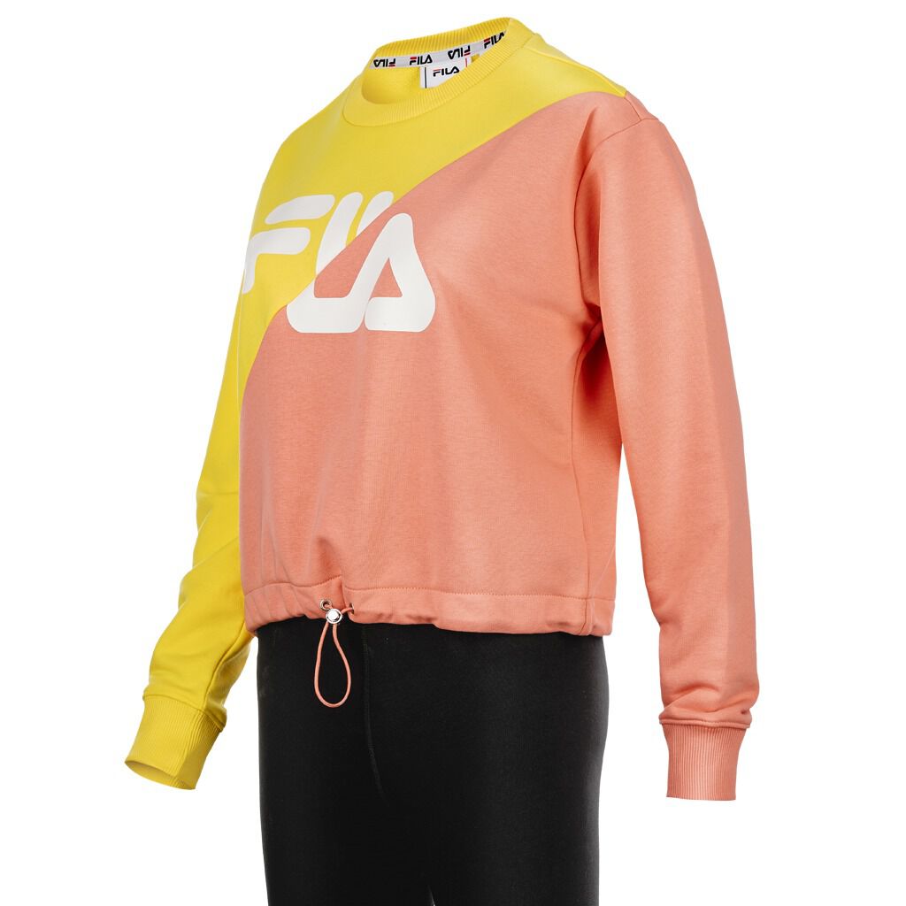 FELPA FILA BANJI CROPPED CREW ROSA E GIALLA AW LAB