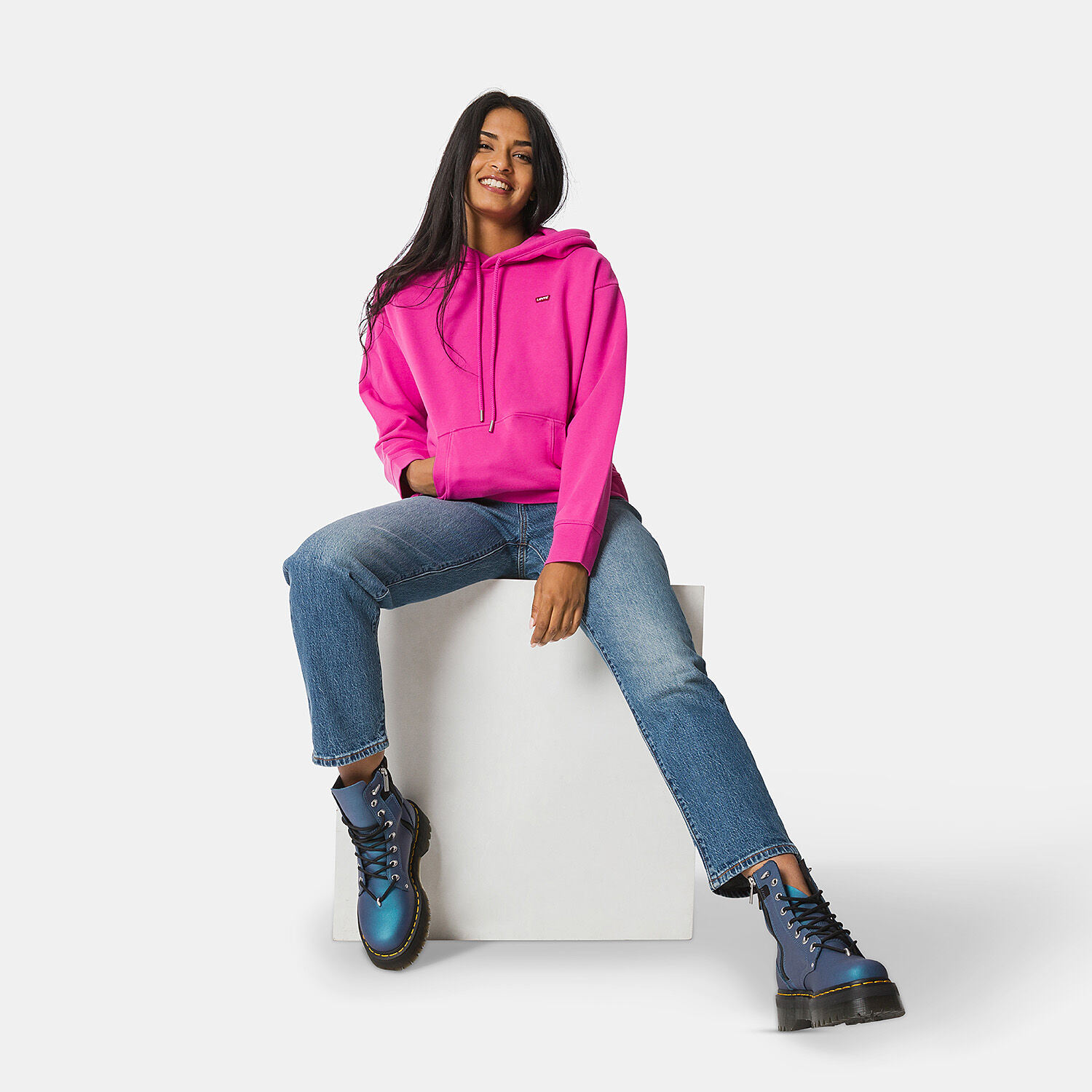 Felpa Levi s Standard fucsia rossa e bianca AW LAB