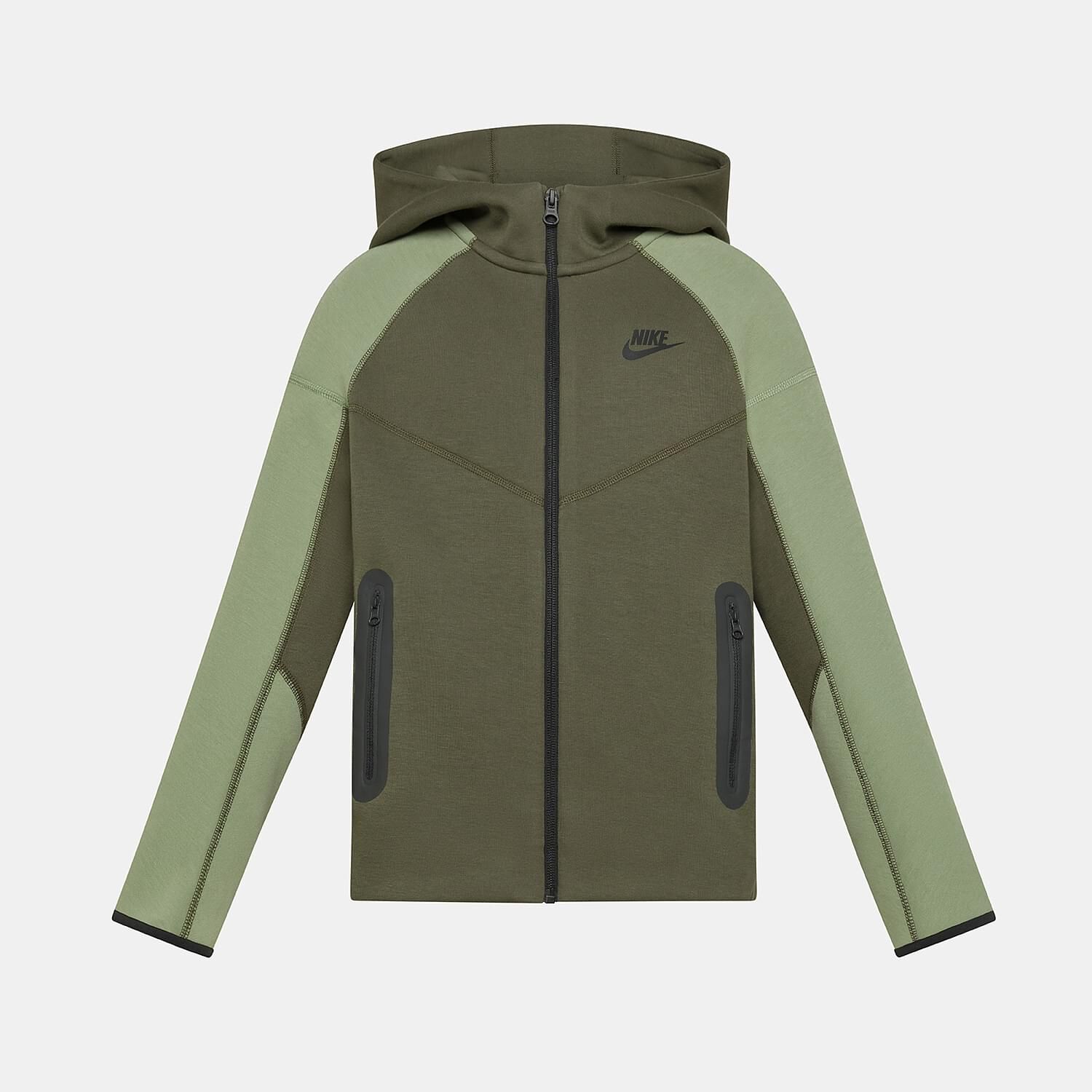 Felpa con zip Nike Sportswear Tech ragazzi verde e nera AW LAB