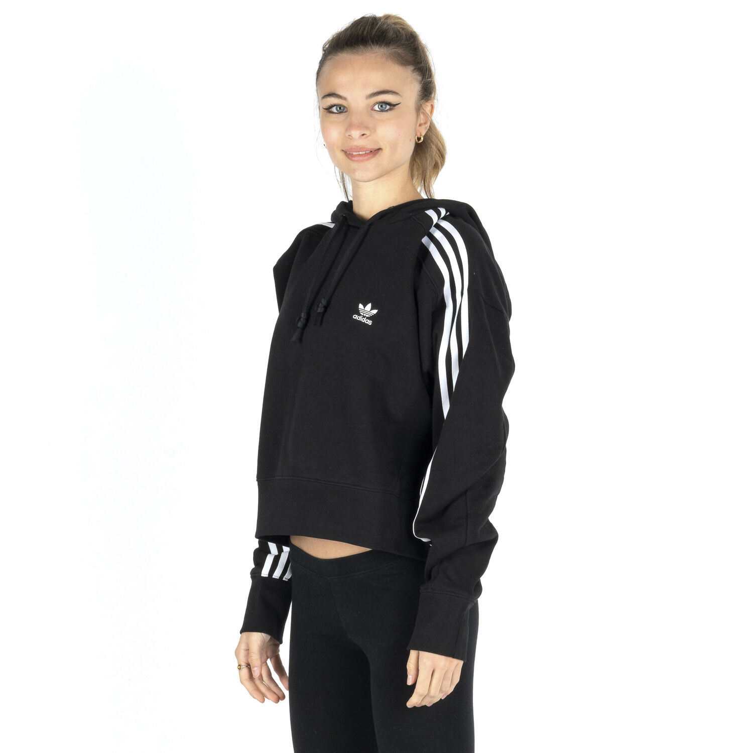 Felpa adidas Adicolor classic crop nera e bianca AW LAB