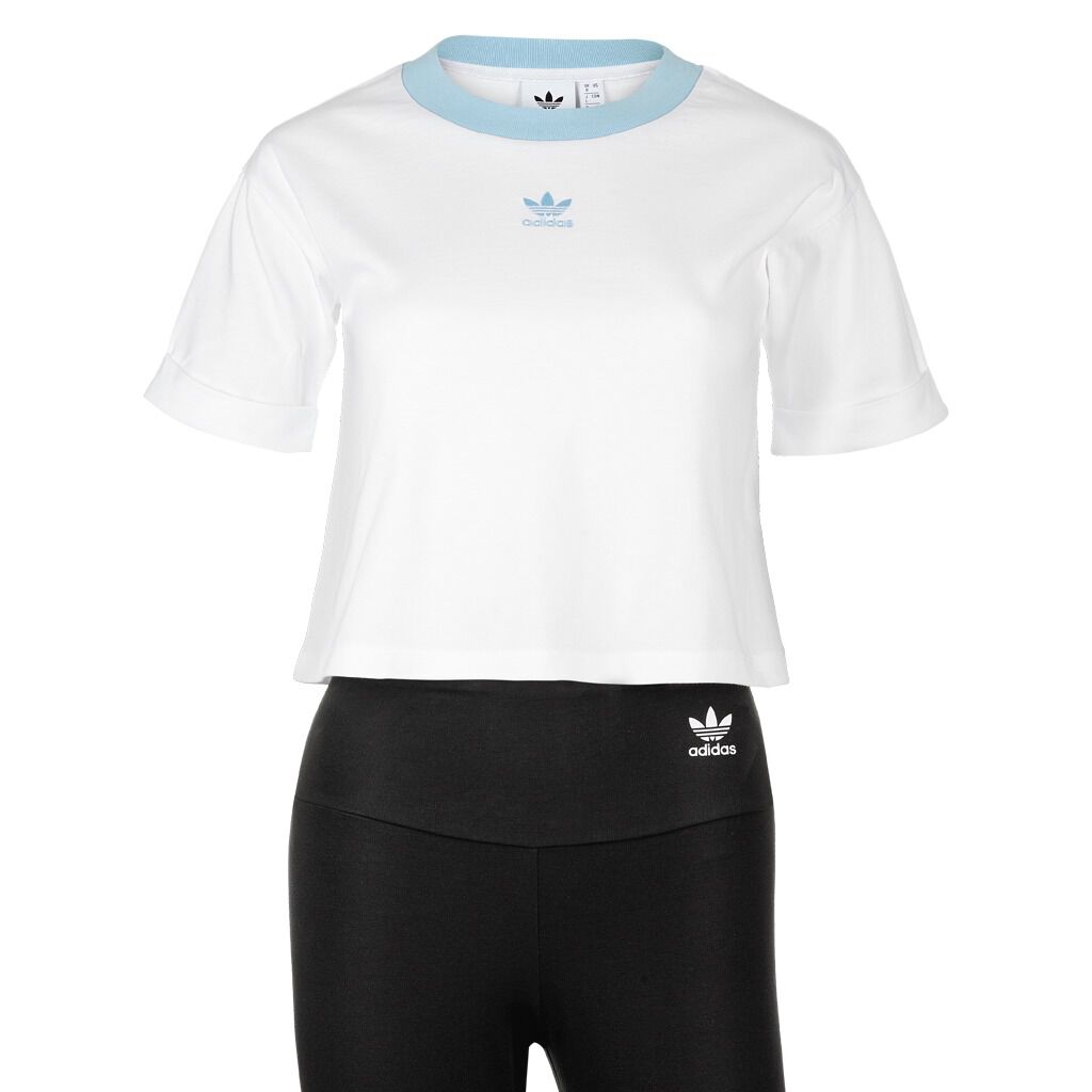 T SHIRT ADIDAS CROP TOP bianca e azzurra AW LAB