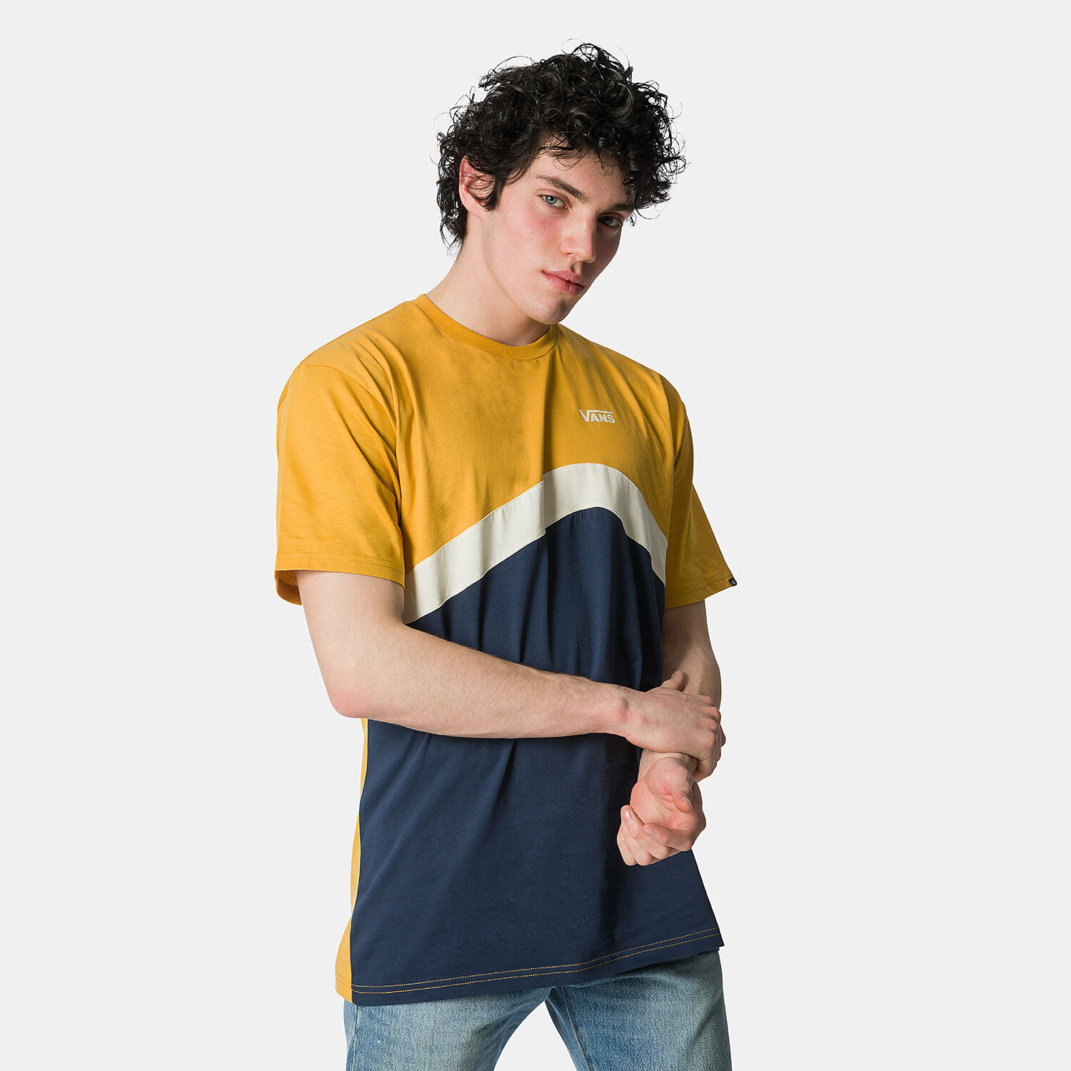 T shirt Vans Sidestripe Blocks arancione bianca e blu AW LAB
