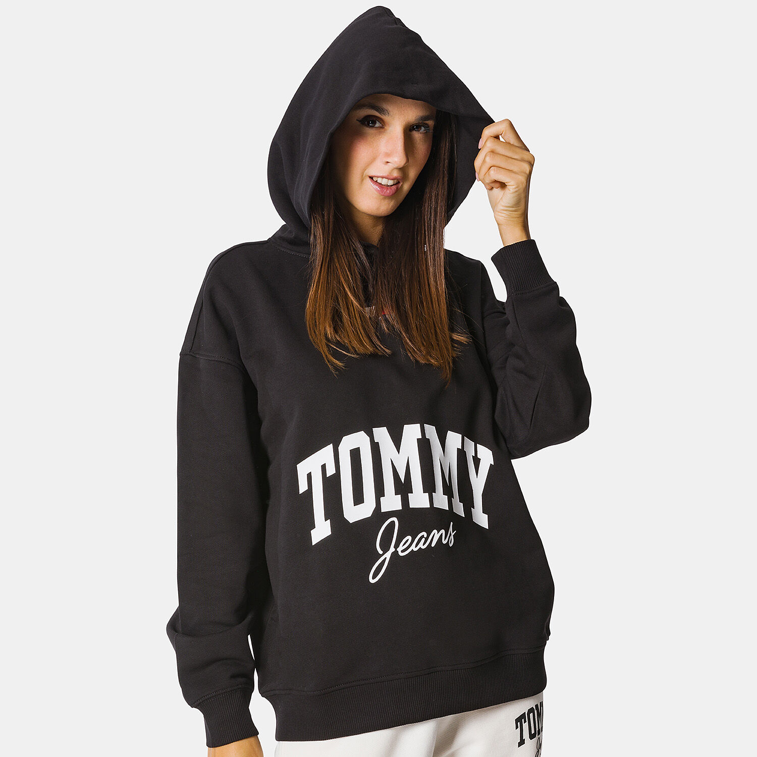 Felpa nera tommy hilfiger clearance