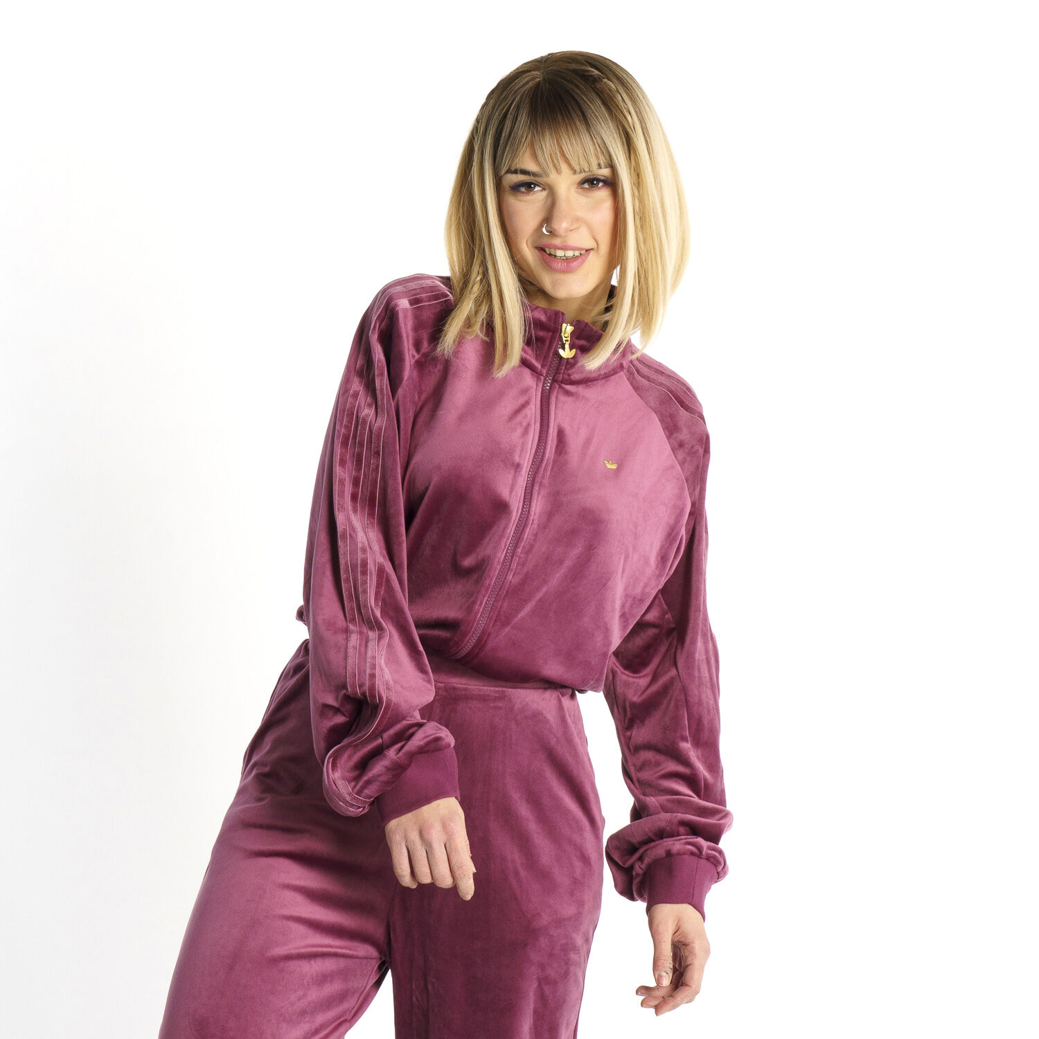 Tuta adidas Originals Cozy Velvet Boilersuit bordeaux donna AW LAB