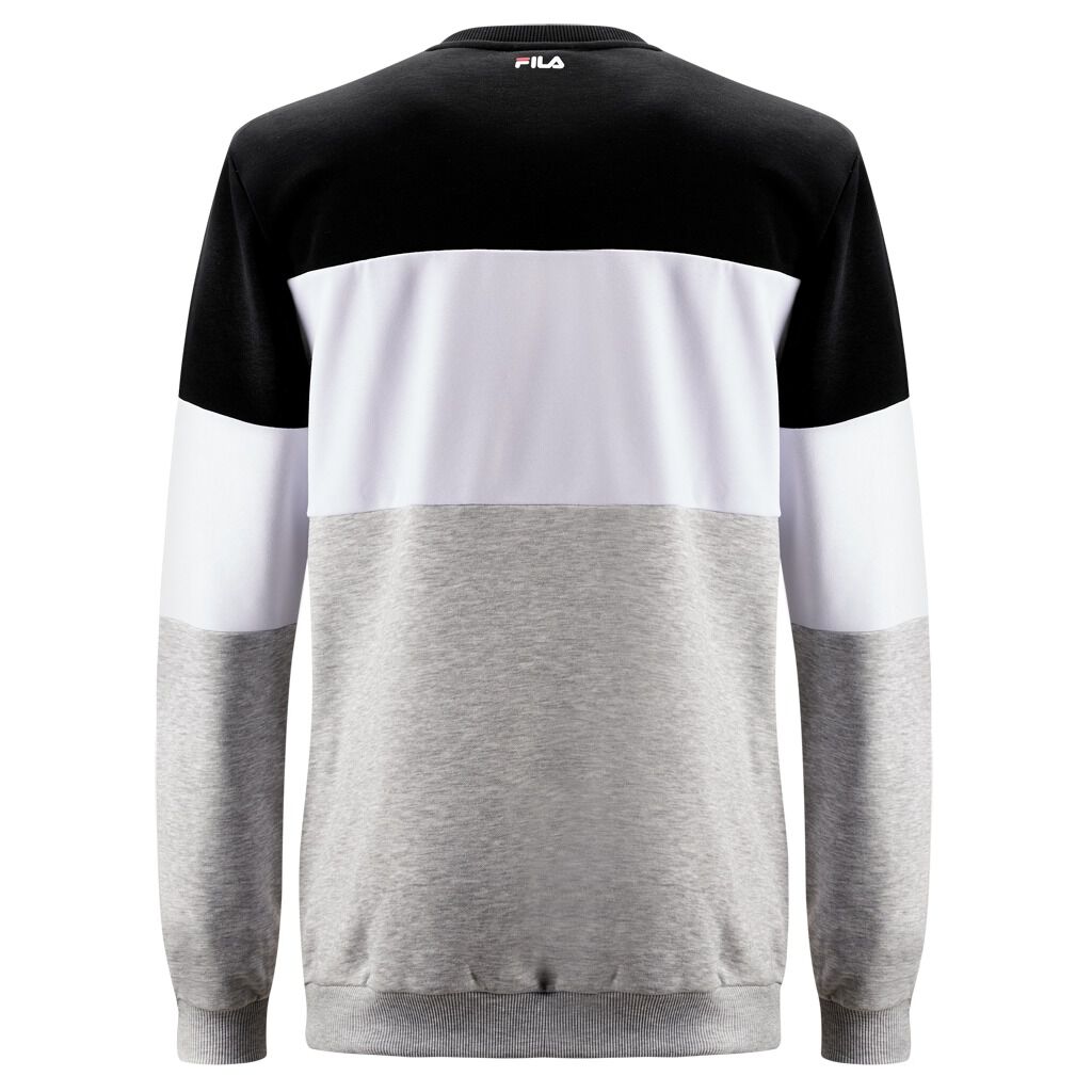 FELPA FILA STRAIGHT BLOCKED CREW nero grigio e bianco AW LAB