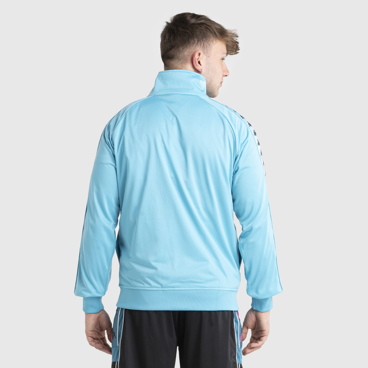 Felpa kappa azzurra con strisce bianche store