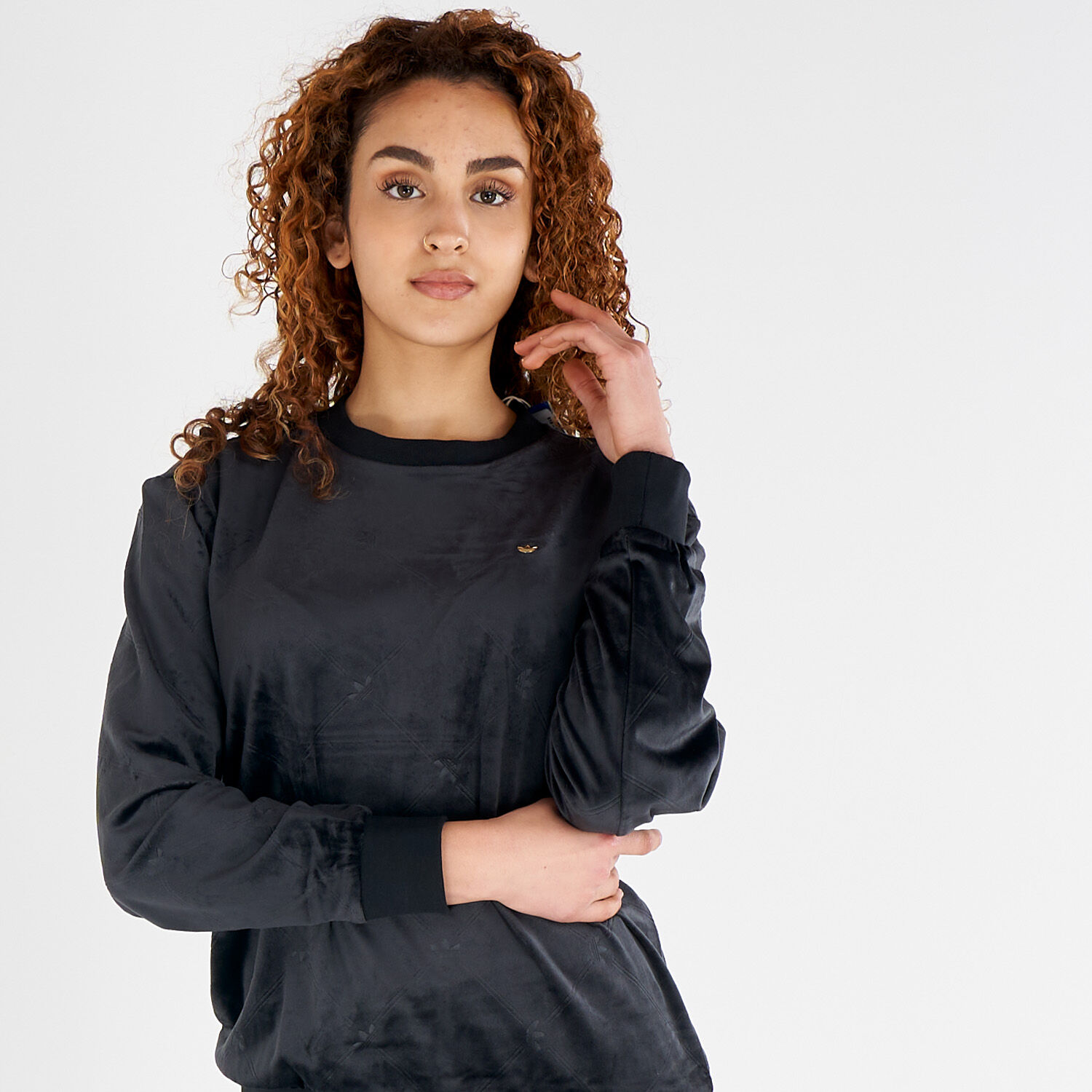 Felpa adidas Originals Velvet Monogram nera AW LAB
