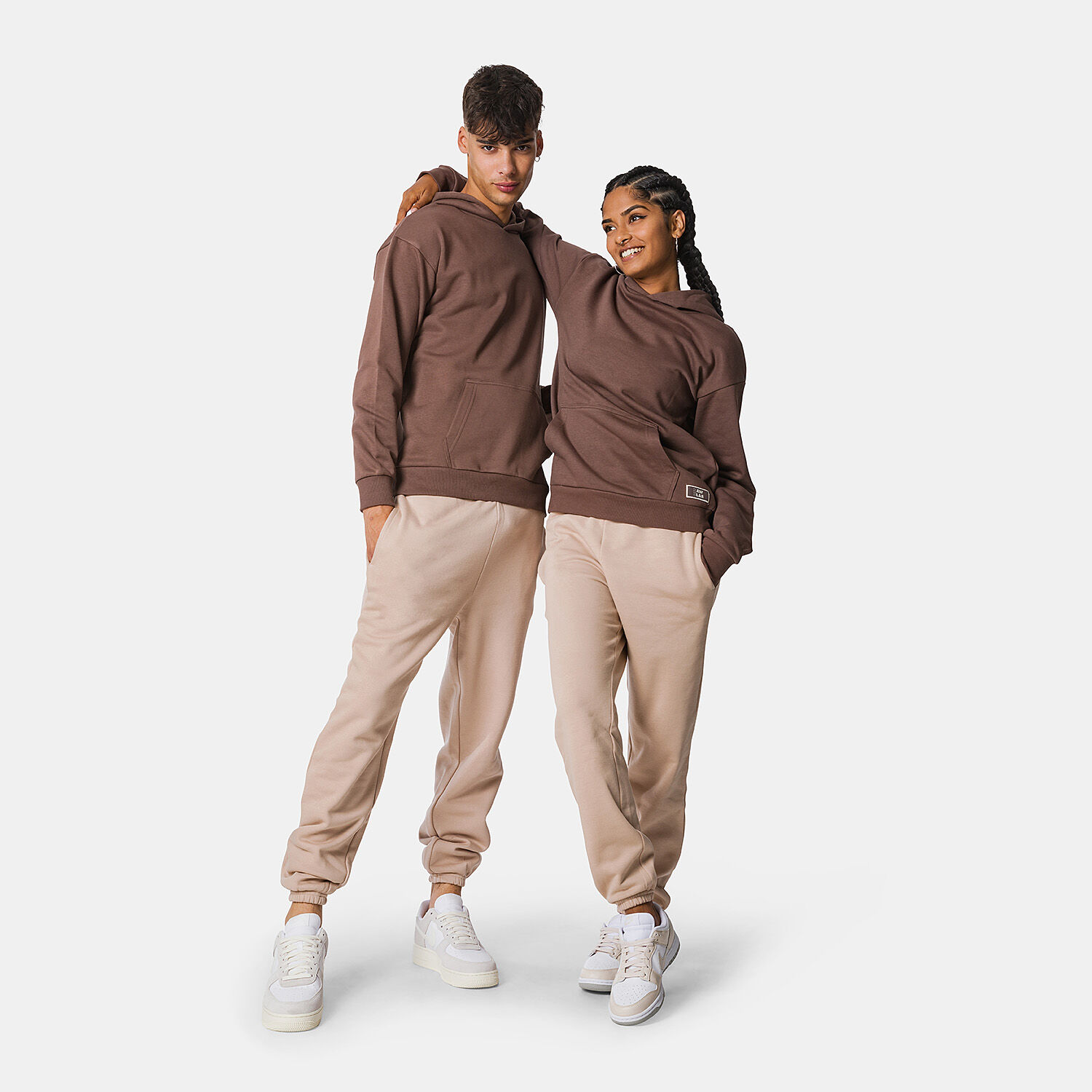 Pantaloni AW LAB Small Logo beige e bianchi AW LAB