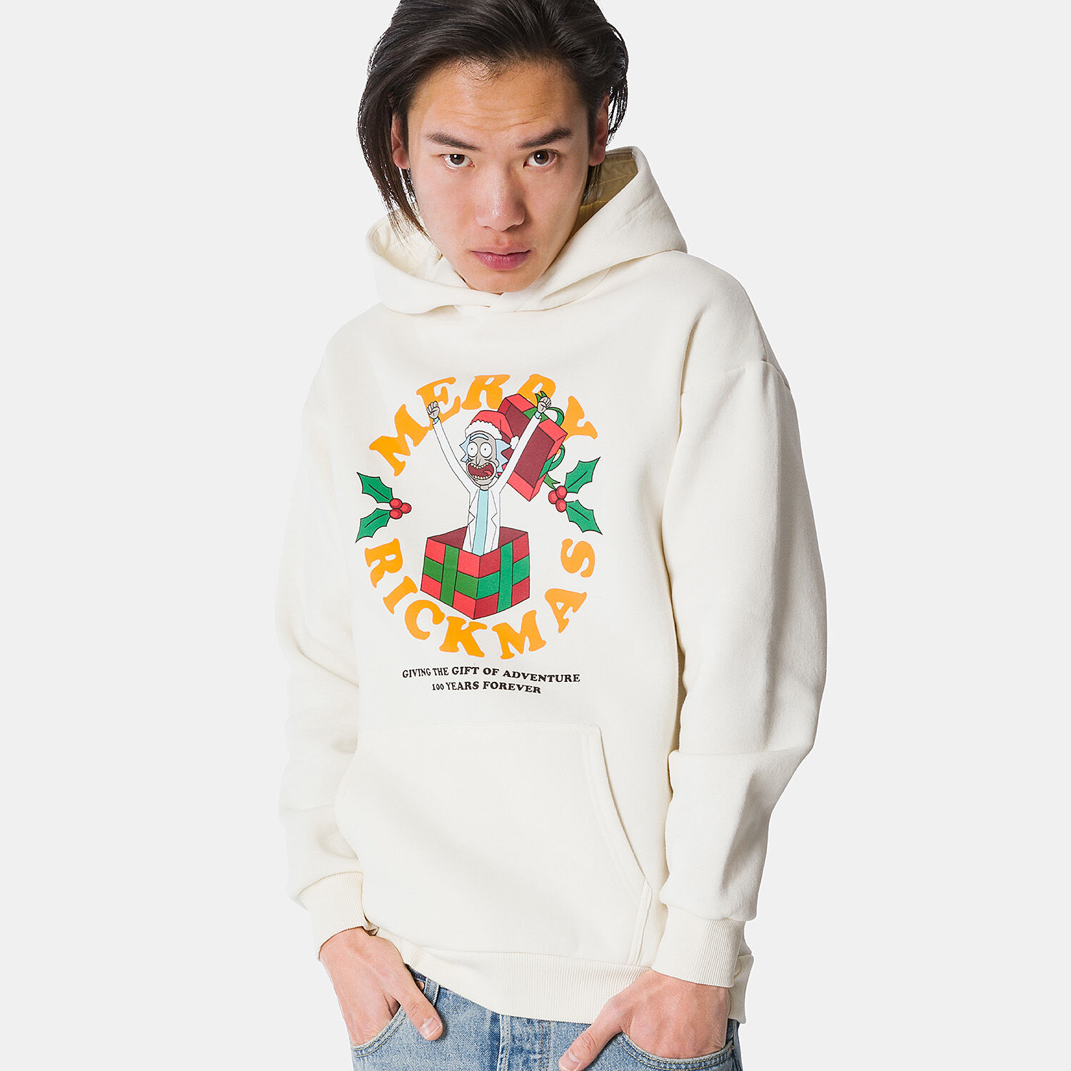 Felpa rick e morty bianca on sale