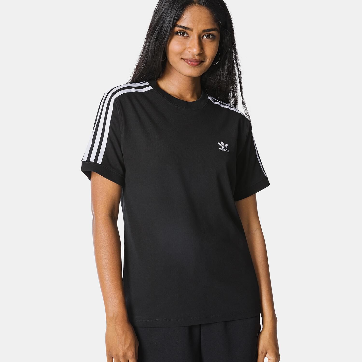 Maglietta adidas nera con strisce bianche discount