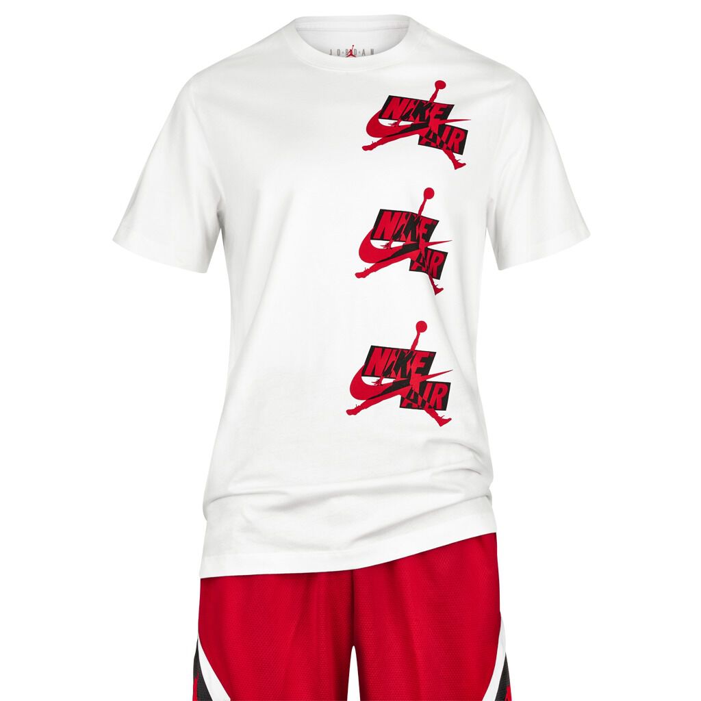 T Shirt Jordan Classic Jumpman bianca e rossa AW LAB