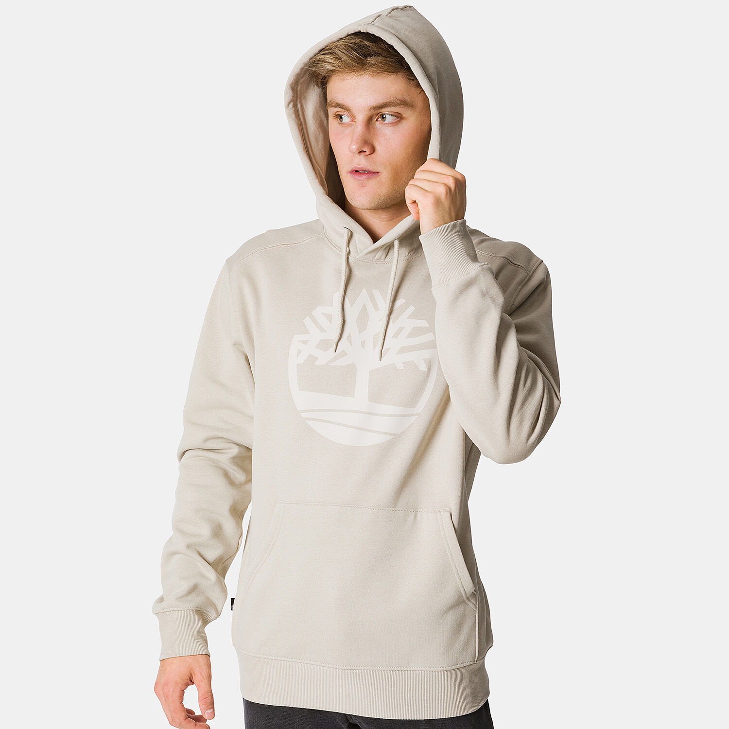Felpa Timberland con cappuccio beige e bianca AW LAB