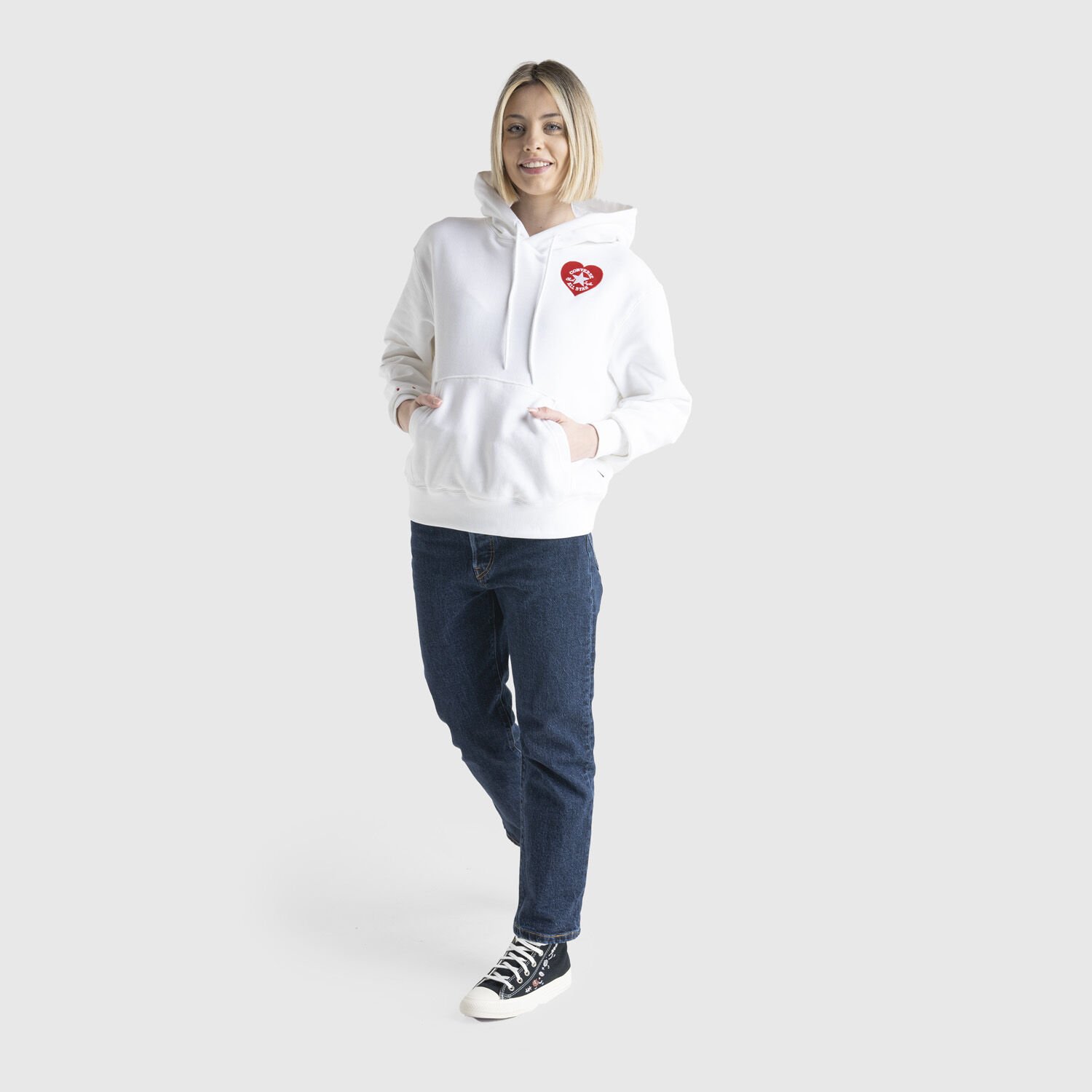 Felpa converse bianca e rossa deals