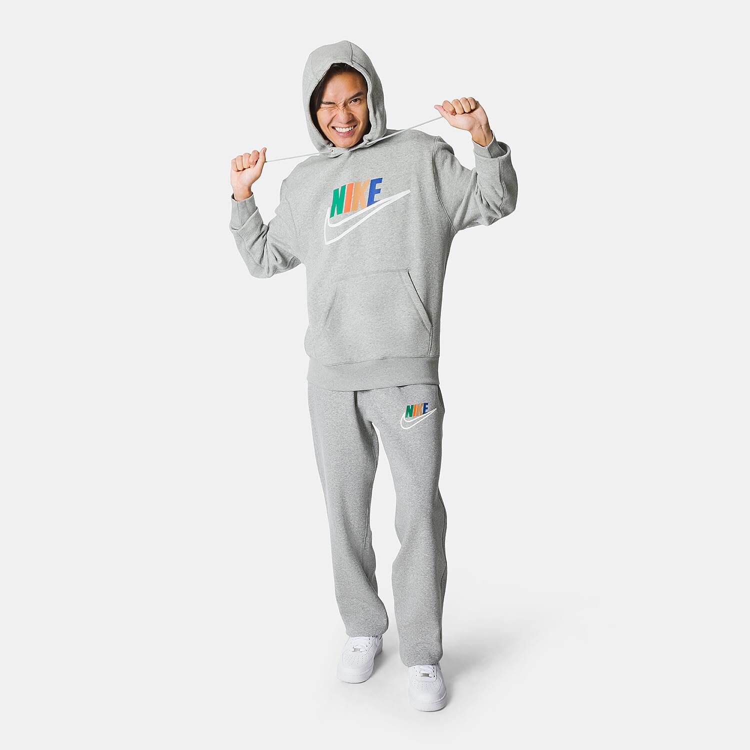 Felpa Nike Club Futura grigia e multicolor AW LAB