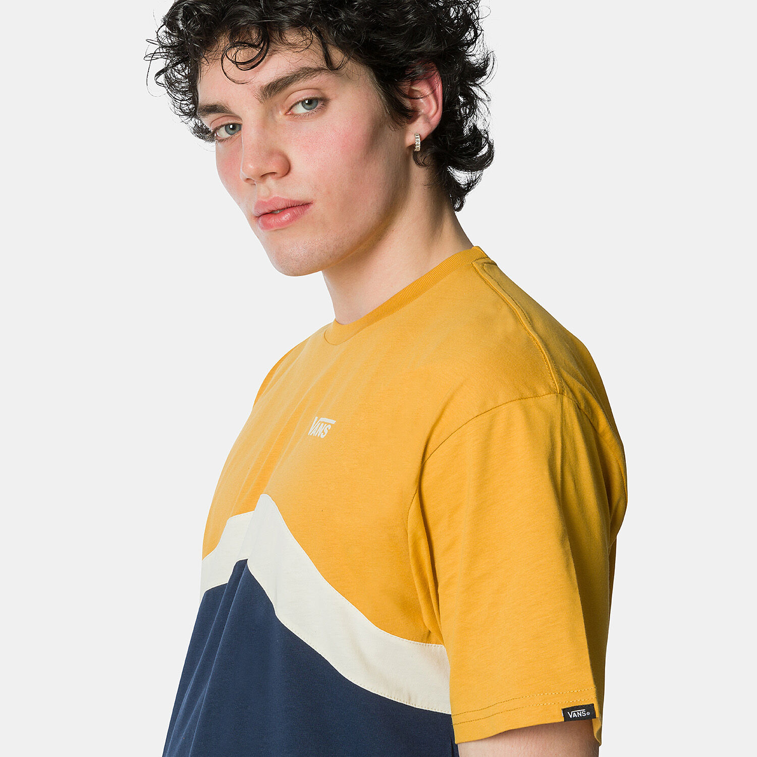 T shirt Vans Sidestripe Blocks arancione bianca e blu AW LAB