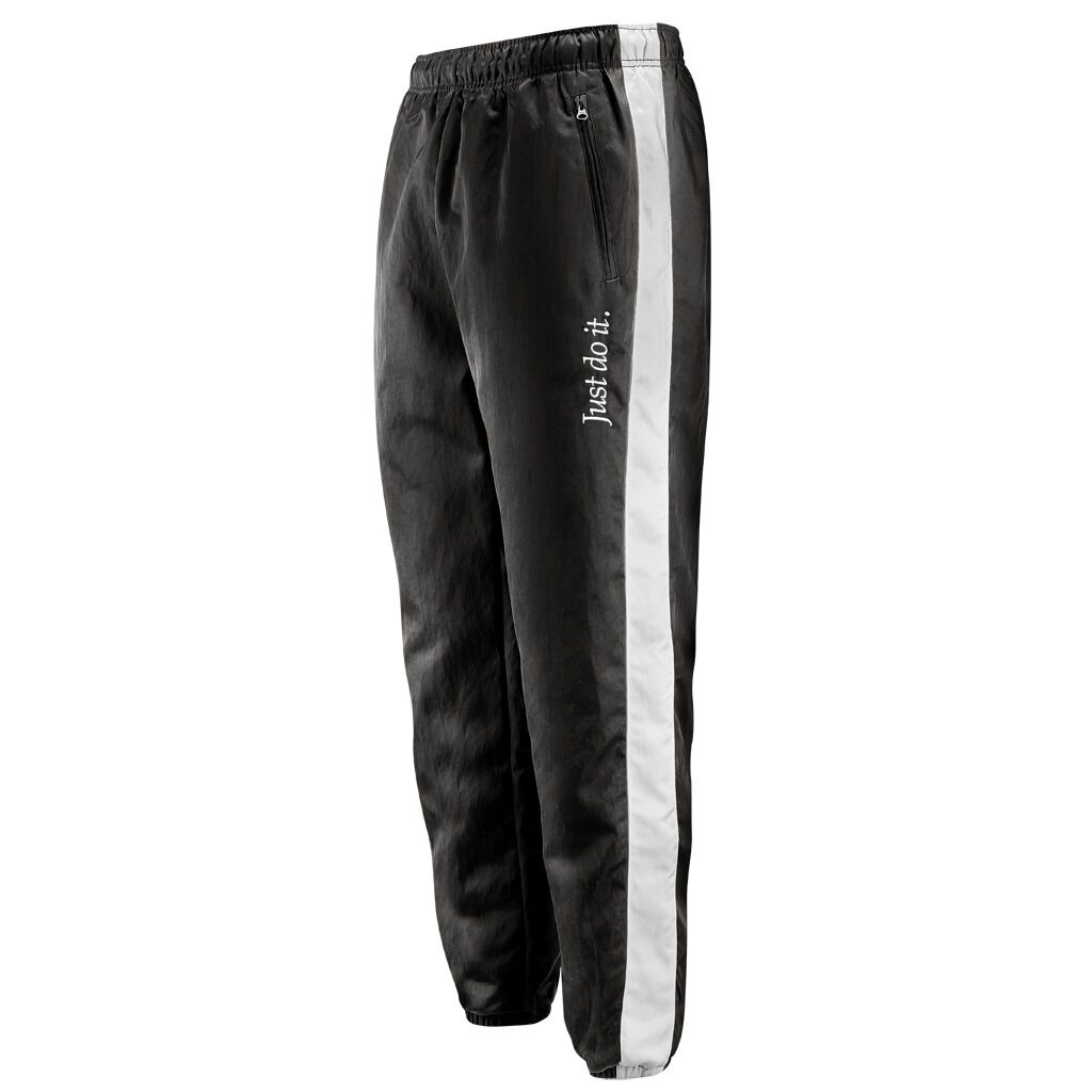 PANTALONI NIKE SPORTSWEAR JUST DO IT WOVEN nero e bianco AW LAB