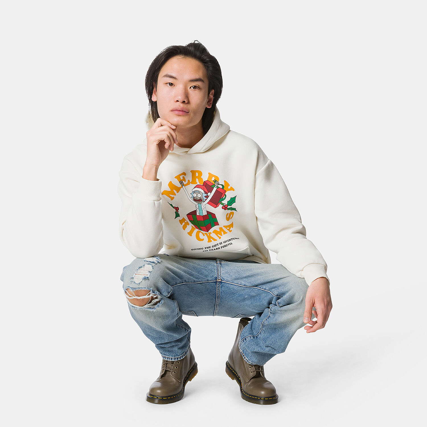 Felpa Rick Morty Xmas bianca e multicolor AW LAB