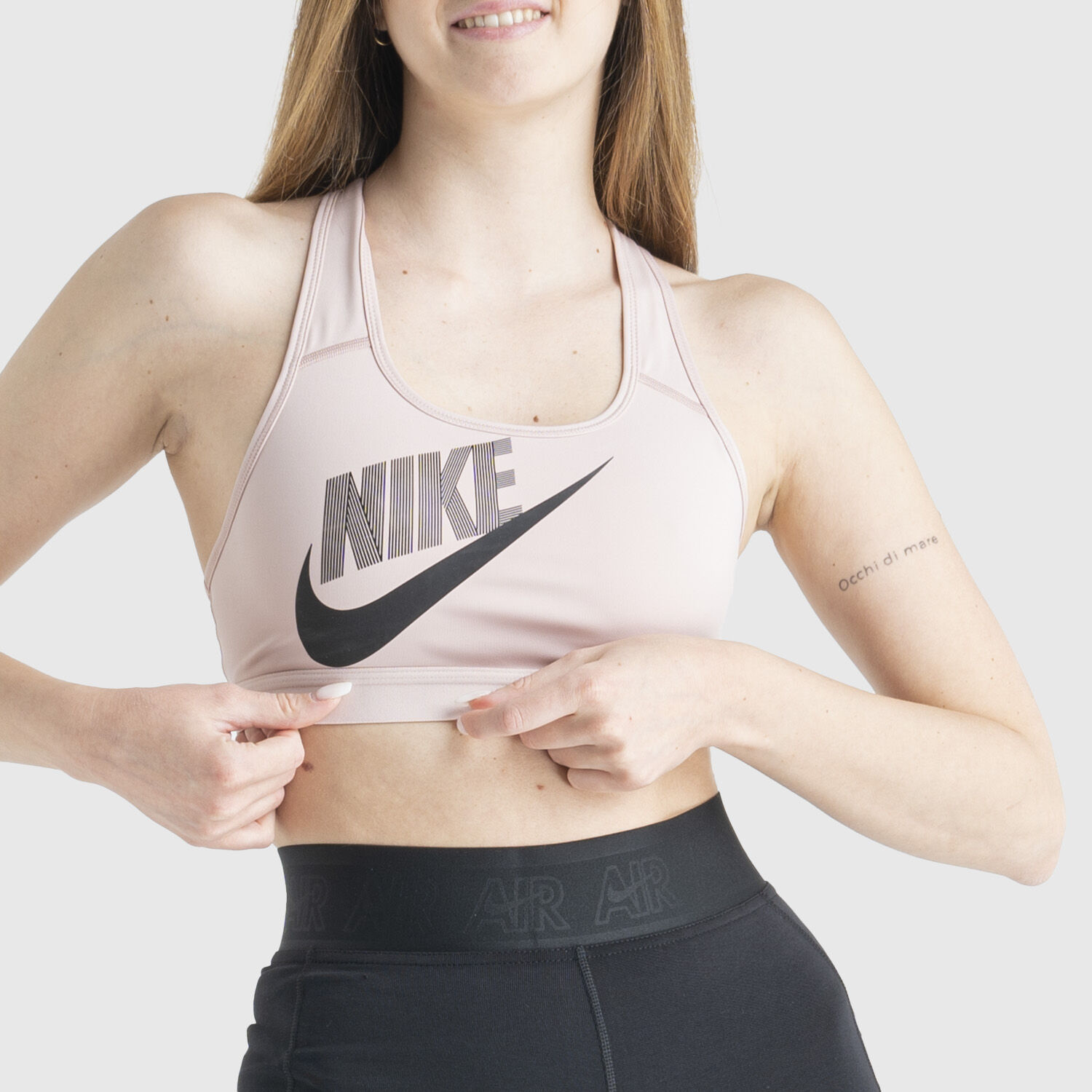 Top Sportivo Nike Dri FIT rosa e nero AW LAB