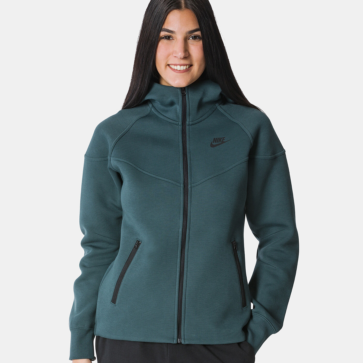 Felpa con zip Nike Sportswear Tech Fleece Windrunner verde e nera AW LAB