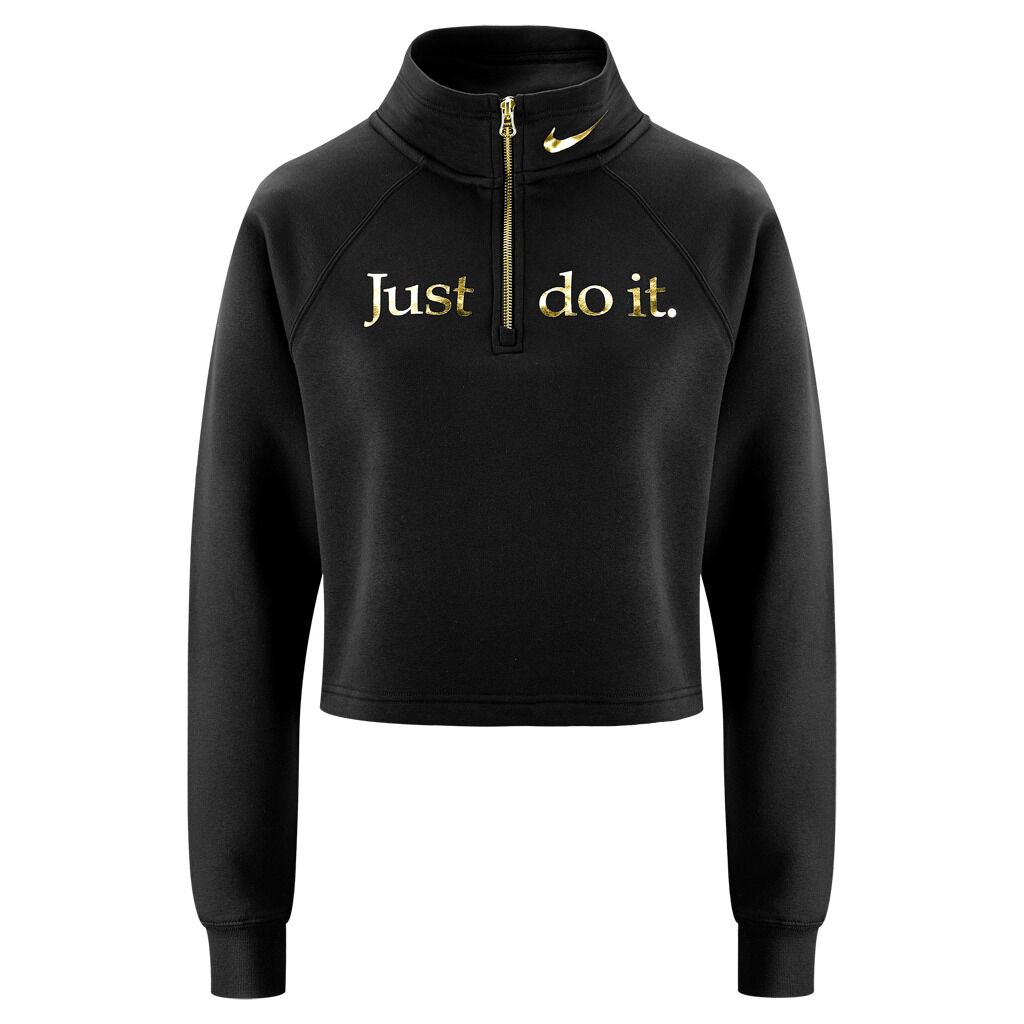 FELPA NIKE SPORTSWEAR FUNNEL 1 2 ZIP BB SHINE nero e oro AW LAB