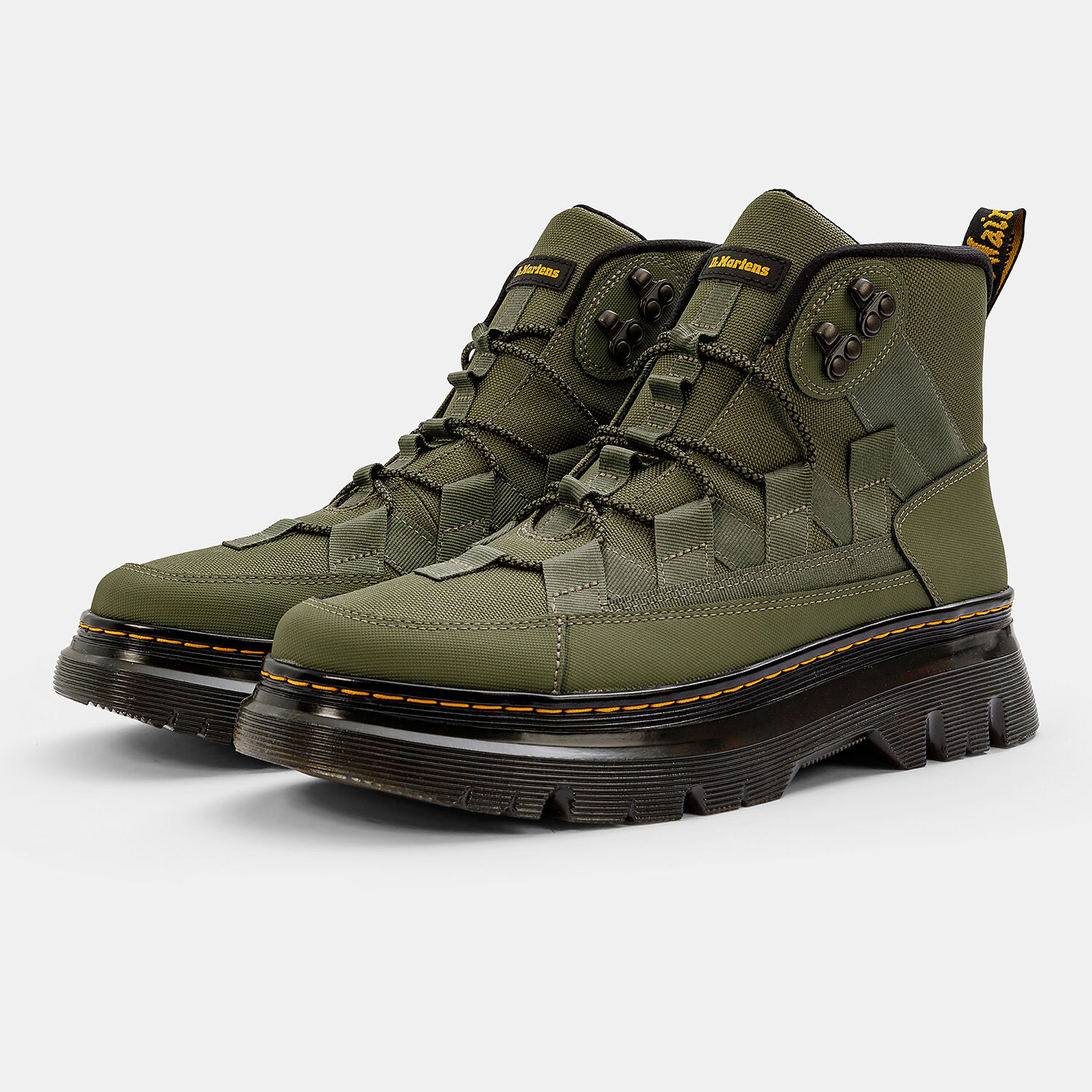 Stivali Dr. Martens Boury verdi neri e gialli AW LAB