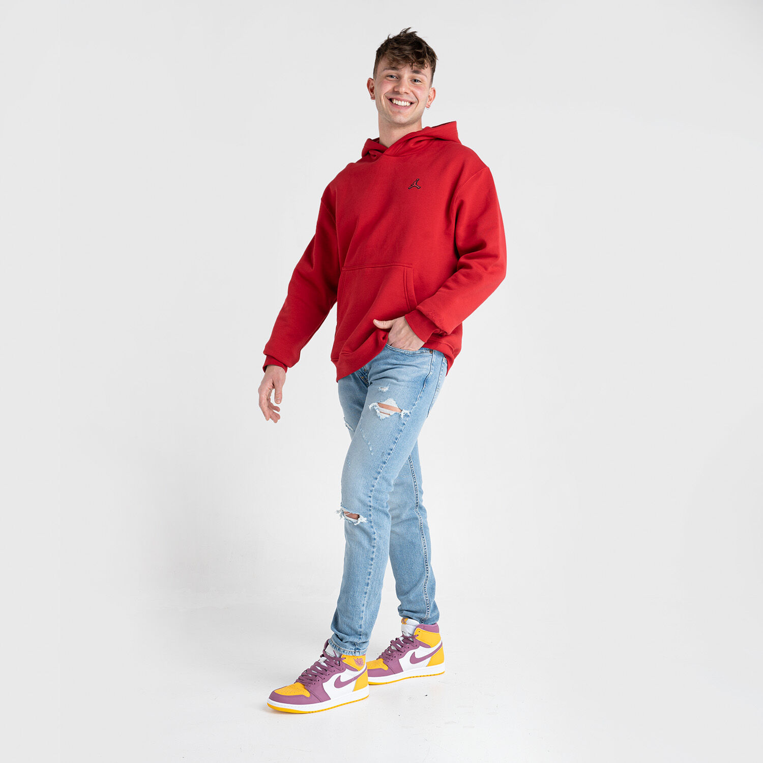 Felpa Jordan Essentials rossa e nera AW LAB