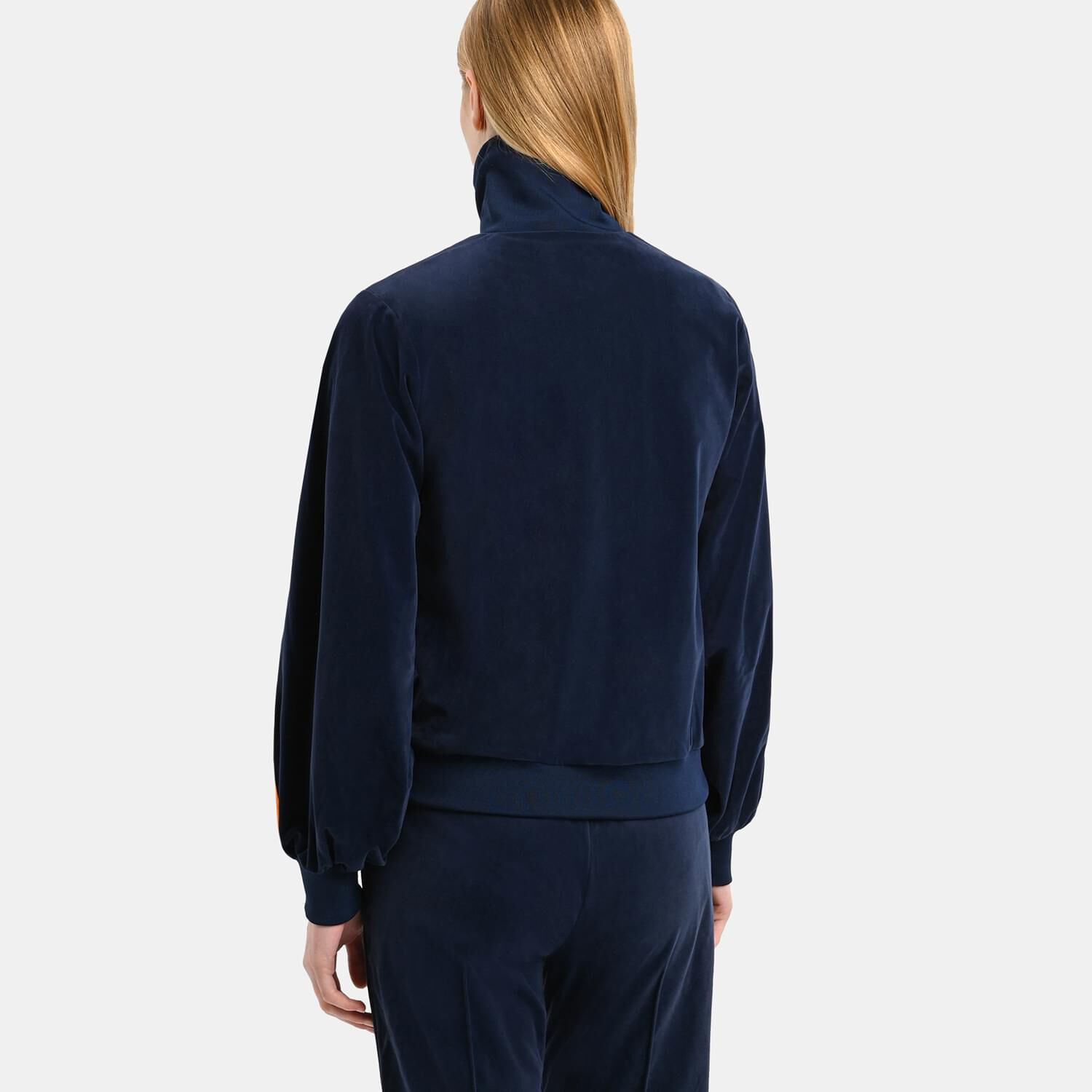 Felpa con zip adidas Track top 70s Velour blu e arancione AW LAB