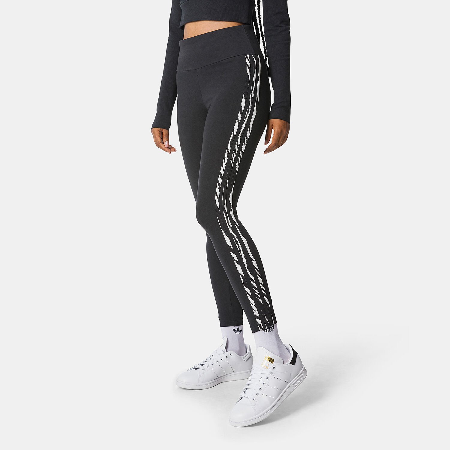 Leggings adidas 3 Stripes Zebra Animal Infill bianchi e neri AW LAB