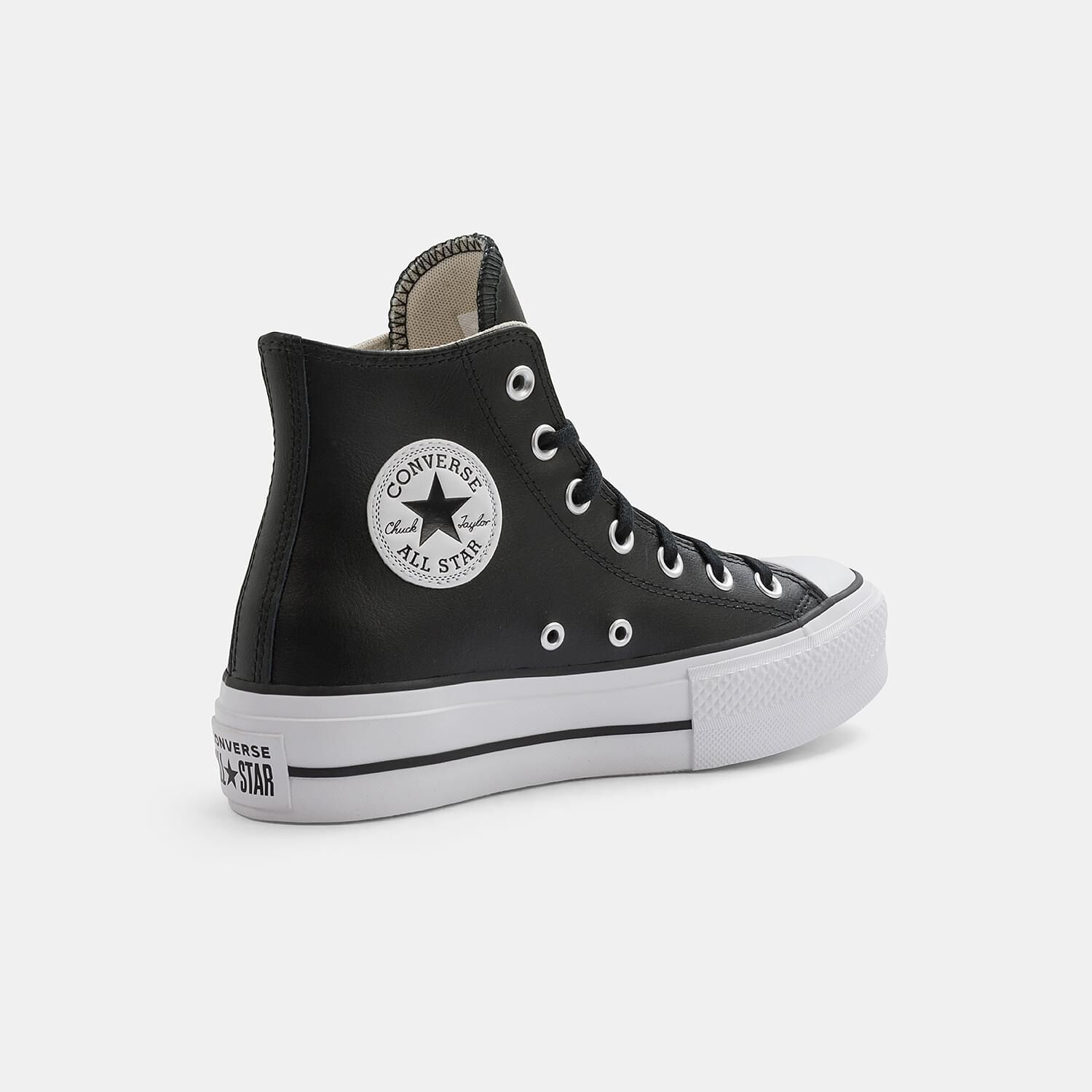 Converse Chuck Taylor All Star Platform Leather nere e bianche AW LAB