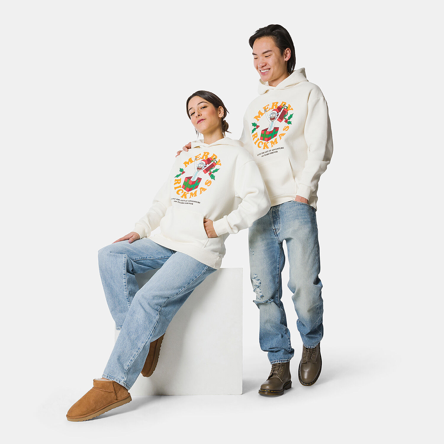 Felpa Rick Morty Xmas bianca e multicolor AW LAB