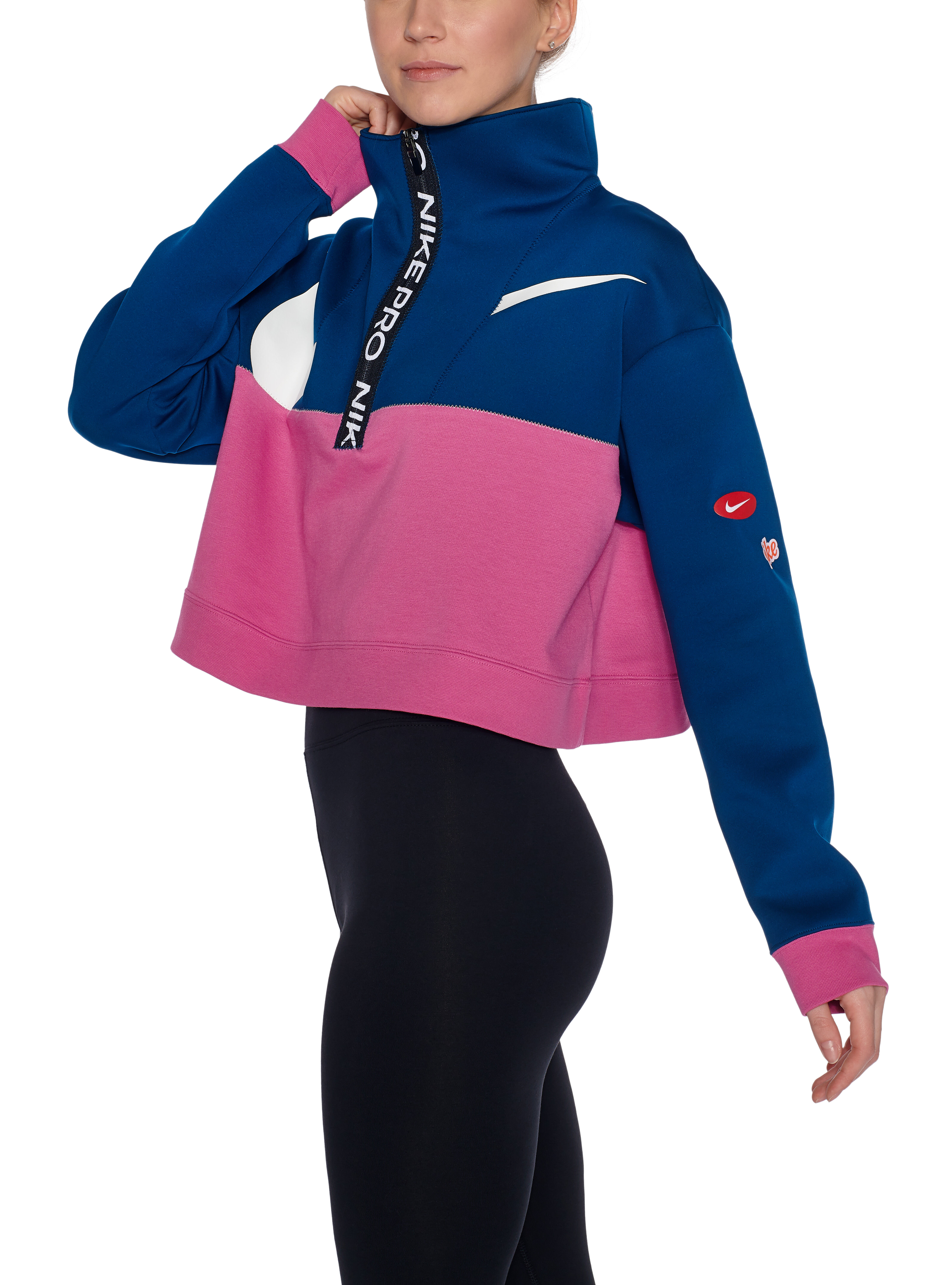 Felpa Nike Pro Get Fit rosa e blu AW LAB