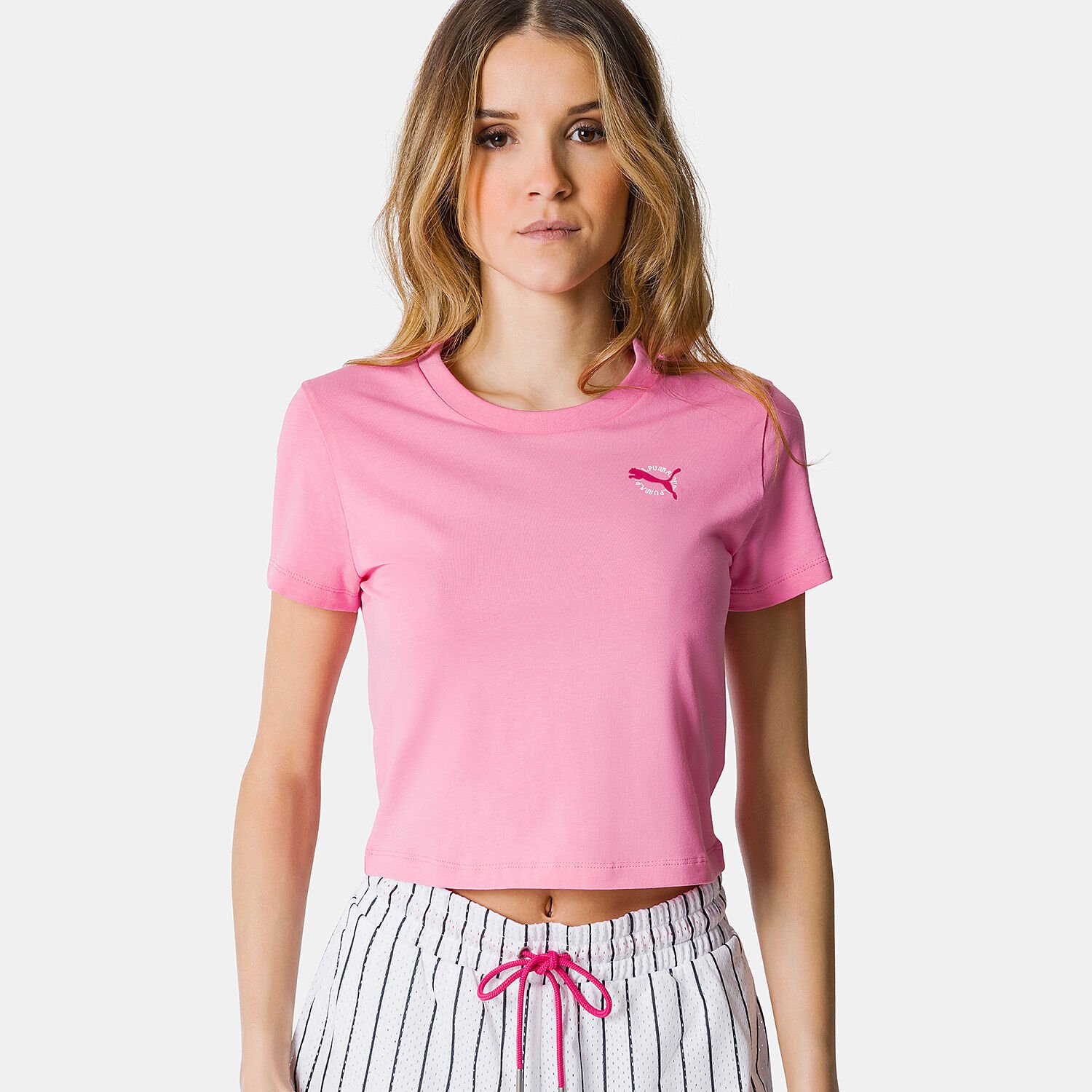 T shirt Puma Graphic rosa fucsia e bianca AW LAB