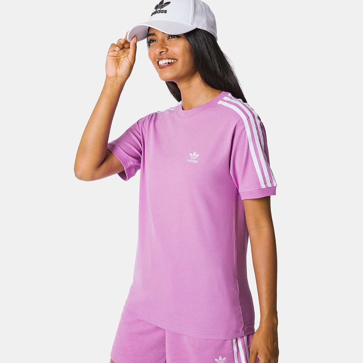 T shirt adidas 3 Stripes viola e bianca AW LAB