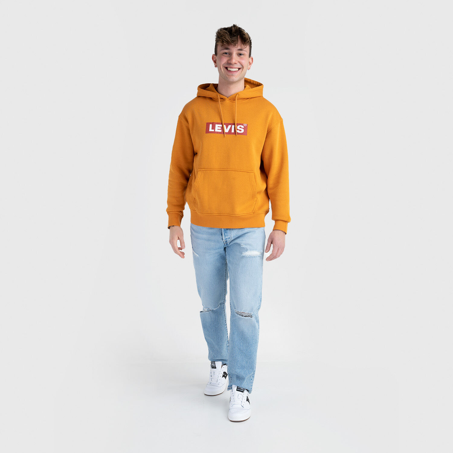 Felpa levi's bianca con cappuccio shop