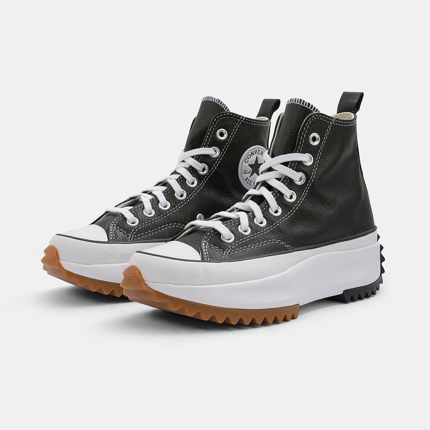 Converse Run Star Hike Platform Foundational Leather nere bianche