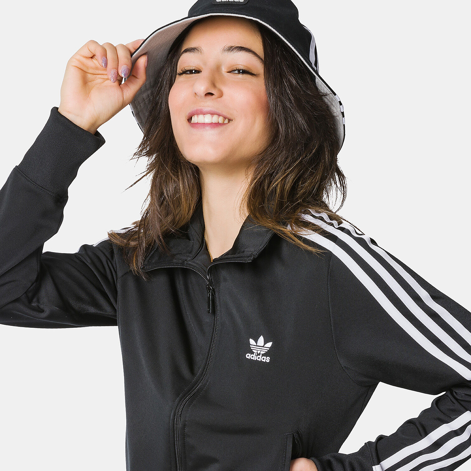 Felpa con zip adidas Track top adicolor Classics Firebird nera e bianca AW LAB