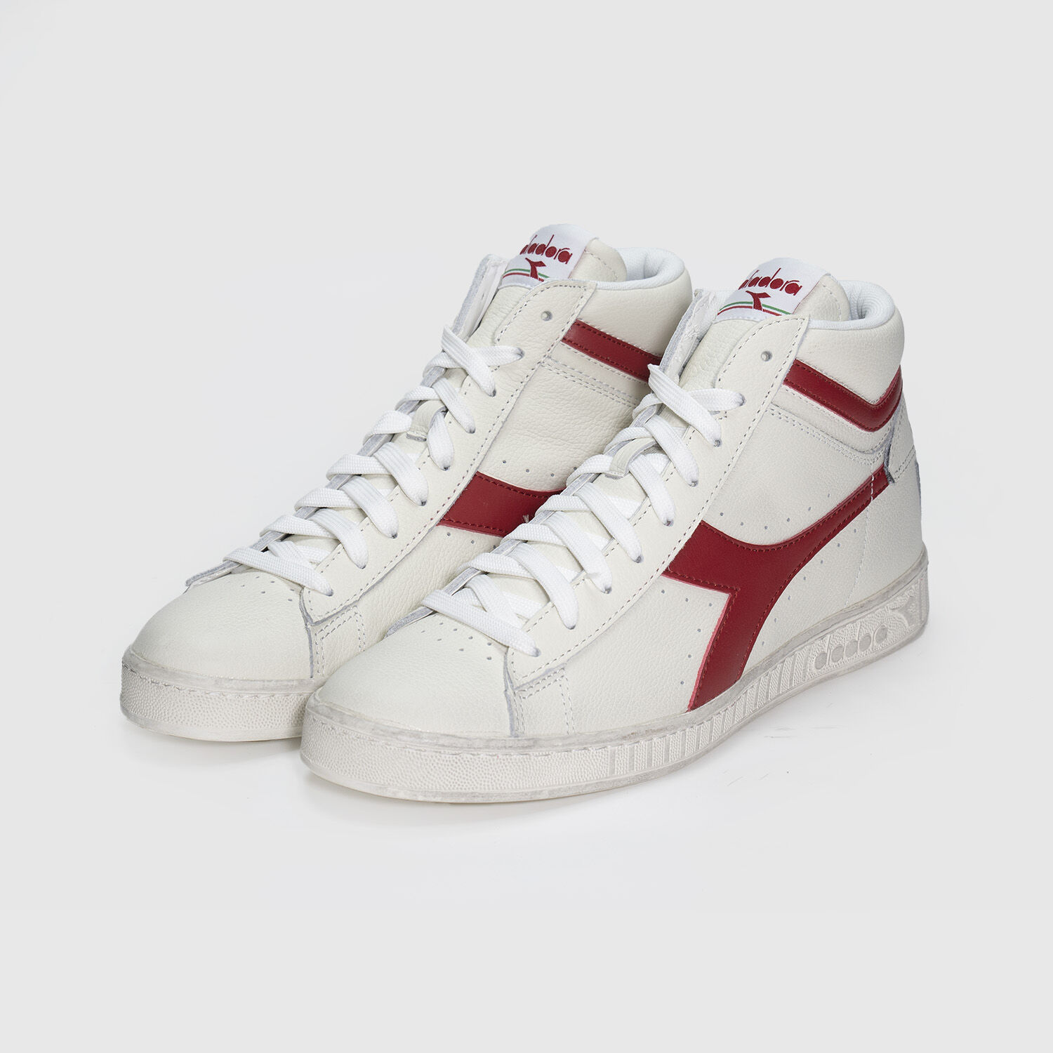 Diadora Game L High Waxed bianche e rosse AW LAB