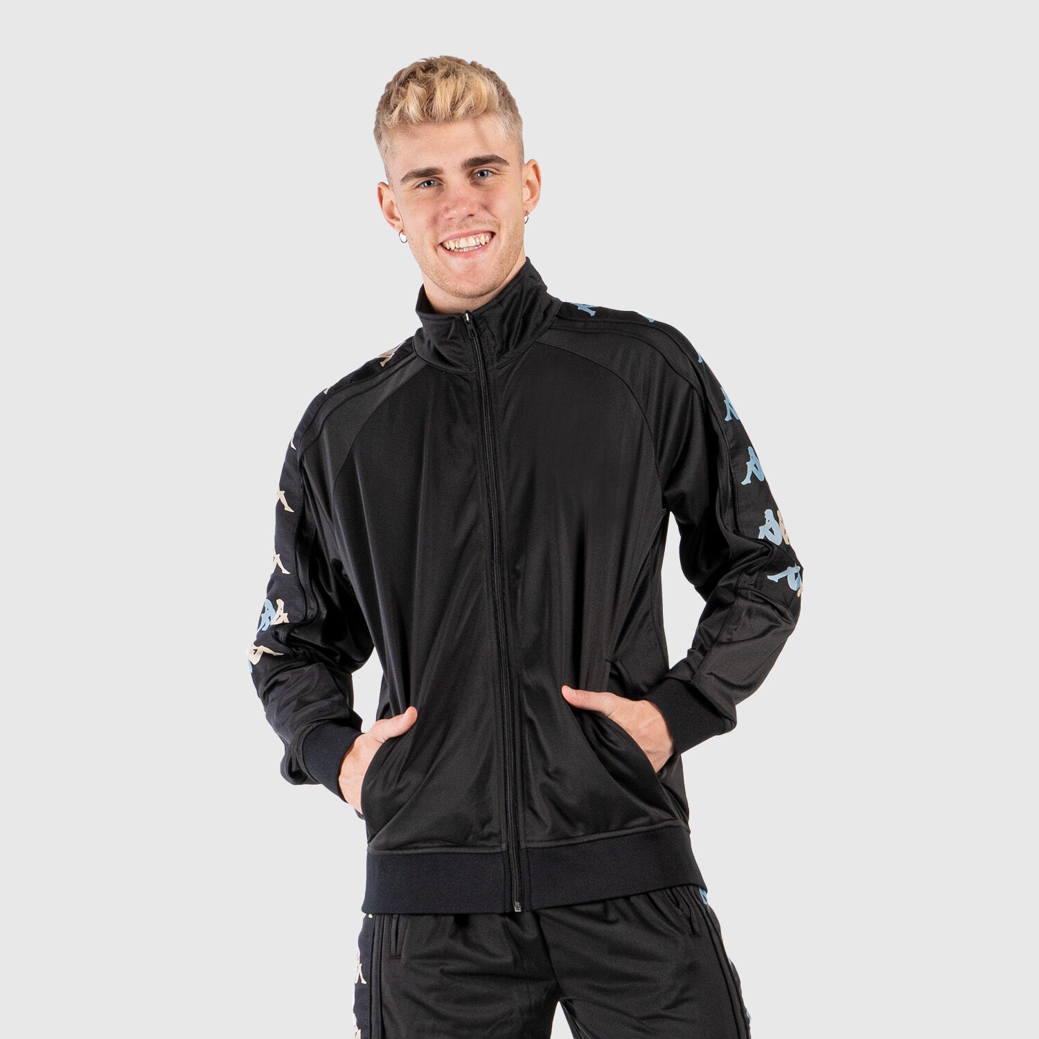 Felpa con zip Kappa 222 Banda 10 Light nera AW LAB