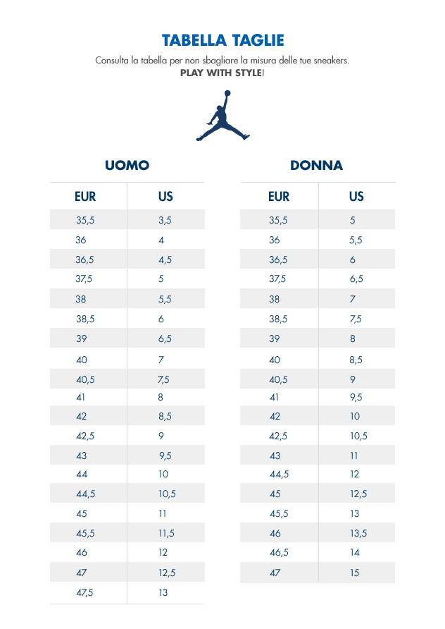 Jordan gs size discount chart
