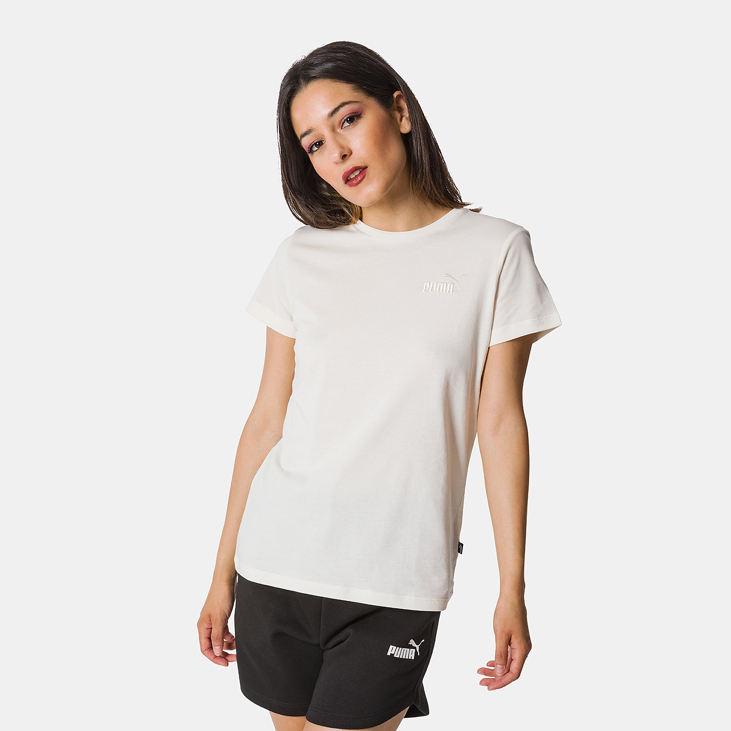 T-shirt Puma Ess+ Embroidery, WHITE